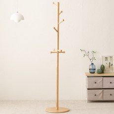 Joeunworld Edith原木立式衣架 圓形B, 淺木色