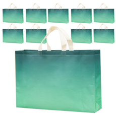 Fancypix 漸層不織布提袋 購物袋 大型 47 x 36cm, 10個, 綠色