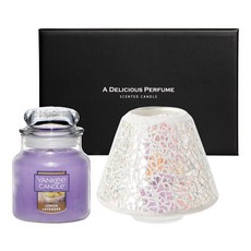 YANKee CANDLe 小號香氛蠟燭 + 馬賽克燭罩 禮品組, 閃爍, 檸檬薰衣草
