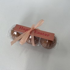 티나피크닉 부활절 투명 3구 계란포장 리본 + 스티커 세트, 살구(리본), 살구(스티커), 20세트