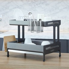 JBJ 優質雙層304餐具瀝水架 2層托盤型, 混色