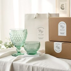 빌레로이앤보흐 고블렛 400ml + 인디비주얼 디저트볼 선물세트 + 쇼핑백, 그린, 1세트