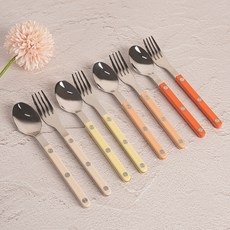 TINNY BLANC 兒童Reve 4人份西式甜點餐具組, 1個, 茶匙 4p + 茶叉 4p, 淺色