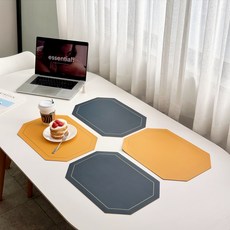 Briview 北歐風雙面餐墊 4入組, 海軍藍 + 黃色, 43 x 30cm