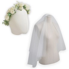 elblanco 金盞花花冠 + 髮梳頭紗套組, 白色