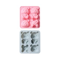 4格矽膠老虎造型模具 2入, 1套, 藍色, 粉色