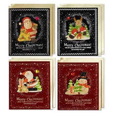 2000聖誕絲絨卡片 B20 4種組, 混色, 2套