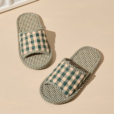 I Love Home 季節格紋室內拖鞋, 1個, 綠色