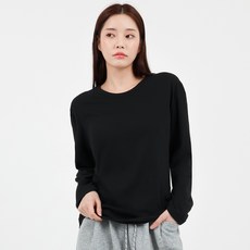 Elsso 女性透氣純棉日常素色基本款圓領長袖T恤