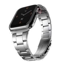 MOHARLAB Apple Watch 不鏽鋼金屬纖薄經典錶帶 42/44/45mm, 銀色