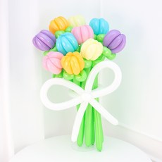 Partyzzang 鬱金香粉彩彩虹魔術花朵氣球花束套組, 1套, 混合顏色