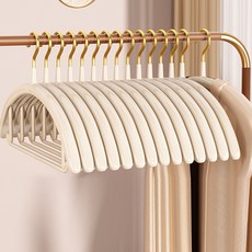 LalaGongbang 飯店式高級矽膠塗層金色掛鉤防肩角衣架, 象牙白, 20個