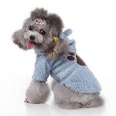 Lanboer 狗狗大腳熊羊羔毛連帽外套, 藍色