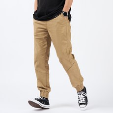 DIELCRI 男款大尺碼彈性鬆緊腰棉質水洗束口褲