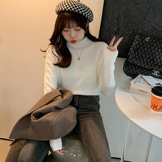 LUNA GIRL 女款Dustin刷毛半高領針織衫