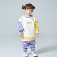 KIDSCOMO 童款刺繡愛心撞色長袖長褲套裝