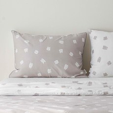 지베딩 몽이 접촉냉감 베개커버 2p + 베개솜 2p 세트, 그레이, 1세트