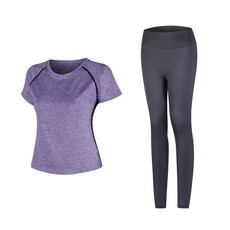 女款時尚瑜伽短袖T恤+內搭褲組