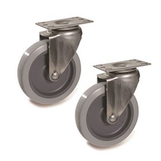 MASTER.S 不銹鋼腳輪 輕型 DS 22 系列 DS 2250 PUP-S 12.7cm 不銹鋼聚氨酯（灰色） 平轉（S）, 2個
