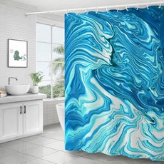 大理石紋浴簾 04 藍色 180 x 180 cm, 04 Blue, 1個