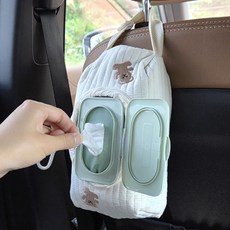 대한오토모빌 차량용 어디든 툭 걸어 물티슈 파우치 휴대용 커버 캠핑용 케이스, 베어베어, 1개
