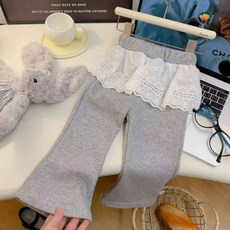 이유몽 아동용 슬림핏 레이스 프릴 밴딩 부츠컷 긴바지 E6S032