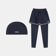 네파키즈 여아용 래시가드 스커트 레깅스 + 수영모 세트