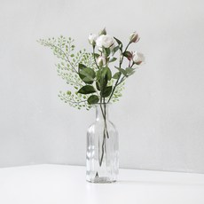 Blooming&me bloom 波浪透明玻璃花瓶人造花組 白色, 1個