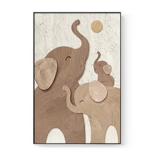 德普羅商務 現代家庭大象藝術感性室內裝飾畫框 棕色家庭B, 黑色