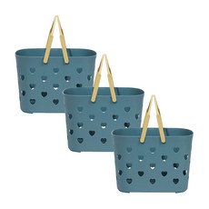 Ants 愛心愛心排水孔沐浴籃 藍色, 3個