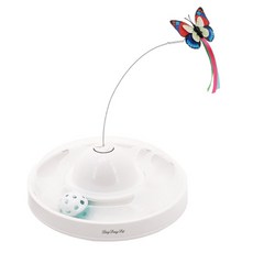 DING DONG PET 蝴蝶軌道球貓咪玩具, 單一商品, 白色