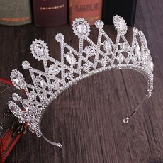 Estella 自助婚禮髮飾配件皇冠 zzs288, 銀色, 1個