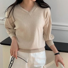 앤드스타일 여성용 U2핀턱슬리브 양브이 니트 261310