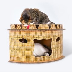 펫트롱 고양이 모서리 활용 숨숨집 스크래쳐 + 공, 혼합색상, 1개