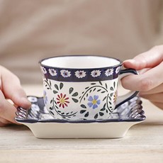 PRACA 方形咖啡杯組, 1套, 鳶尾花