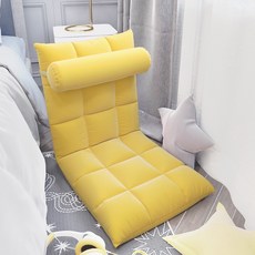 그리드 라지 플란넬 쇼파베드 + 요추 베개, 옐로우, 1개