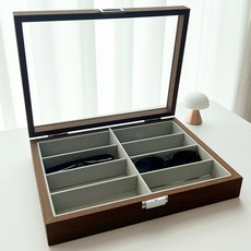 오브민 우드 8구 안경보관 선글라스 케이스, 월넛브라운, 1개
