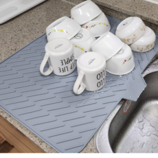 Hansol Tem特大型完美排水矽膠餐具瀝水墊, 1層, 1個, 灰色