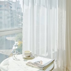 BAZAAR 飄逸雪紡布藝遮蔽簾, 象牙白