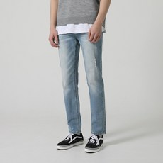 PLAYS 男性刷破淺水洗彈性直筒牛仔褲