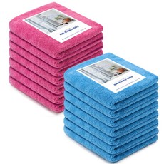 輕鬆擦拭柔軟超細纖維大抹布 30 x 50 cm 藍色 7入 + 粉色 7入, 1套