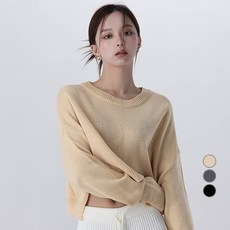 어썸어라운드 여성용 베이직 세미 크롭 라운드 니트 AA49734