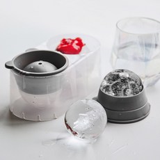 인블룸 곰돌이캡 빅볼 원형 2구 얼음틀, 그레이, 2개