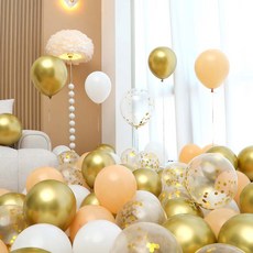 P&B UNITY 氣球 50p 套組 金色, 06 寶寶金 亮片 4色混合 A, 1套