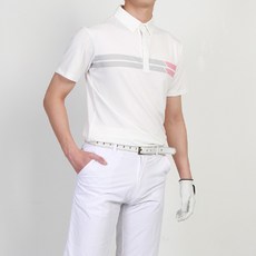 MINEFLOW 男士用 The Mind BL 胸前雙線彈性高爾夫短袖T恤