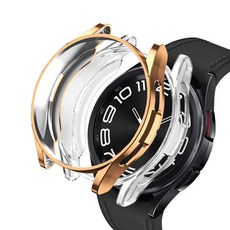 루아르모 갤럭시워치 TPU 풀커버 범퍼 케이스 2p 세트, 로즈골드, 투명