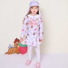 hejmini 女童迪士尼小鹿斑比清爽領防曬泳衣 + 護頸帽套組