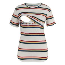 條紋短袖哺乳上衣