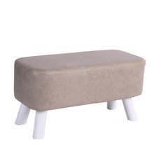 미니 가죽 원목 다리 스툴 81cm, 베이지, 1개