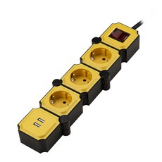 POWER ZONE 俄羅斯方塊設計省電USB延長線 3孔, 黑色 + 黃色, 1.5m, 1個